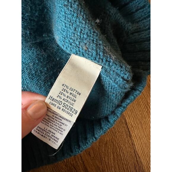 L.L.Bean Vintage Teal Blue Wool Blend Turtleneck Size Small - Picture 3 of 6